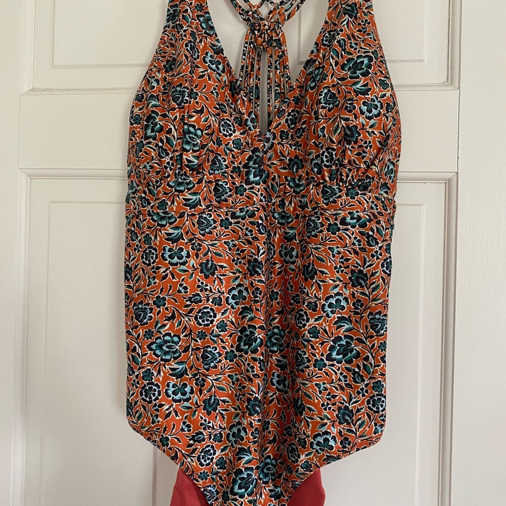 NWOT Fat Face Swimsuit- Orange and Green